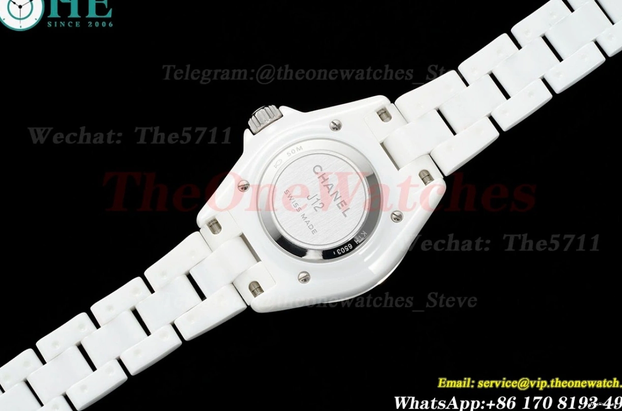 Swiss J12 Cer 33mm Ceramic Dia Dial White Quartz XF Ladies 0514